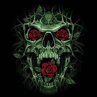Thorny Roses Green Skull